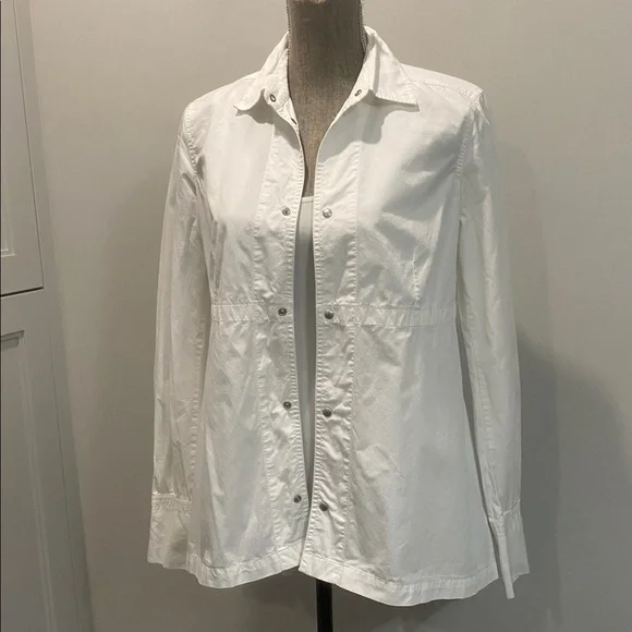 Diesel White Layered Peplum Shirt Snap Front Size medium - Picture 2 of 14